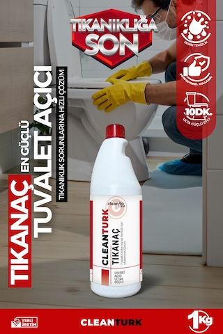 Cleanturk Tıkanaç Asidik Tuvalet Ve Kanalizasyon Açıcı Güçlü Temizlik 1 Kg