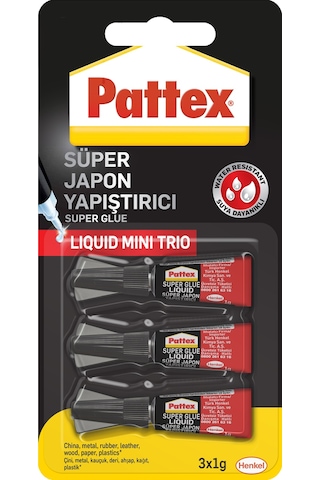 Pattex Süper Mini Trio Japon Yapıştırıcı 3 x 1 G Blister Pattex Süper Mini Trio Japon Yapıştırıcı 3 x 1 G Blister