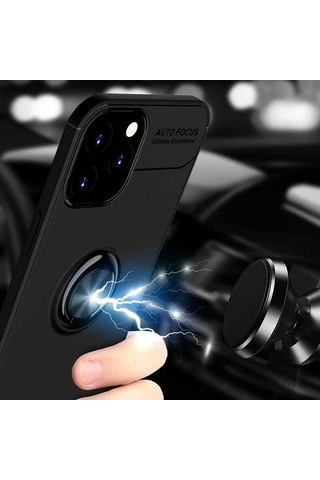Apple Uyumlu iPhone 12 Pro Max Kılıf Yüzüklü Magnetli Ravel Case