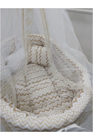 Babyen1 Zigzag Kahve Bebek Beşik Uyku Seti %100 Pamuk-60X100