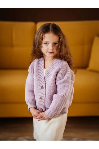 Aishah Kids Kız Çocuk İçin Örgü Sonbahar Kazağı 137624184 Leylak