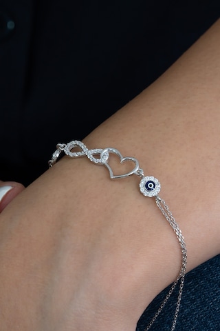 Kalbe Bağlı Sonsuzluk Kadın Gümüş Bileklik Wsb56