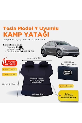 Tesla Model Y Uyumlu Araç Kamp Yatağı Siyah Tesla Model Y Uyumlu Araç Kamp Yatağı Siyah