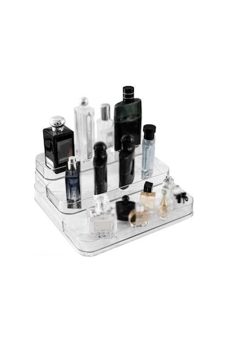Novahub Şık Akrilik 3 Katlı Parfüm Organizatörü Modern Şeffaf Şeffaf