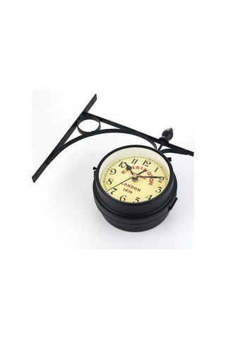 Springsun Siyah Retro Çift Taraflı Demir Duvar Saati - Salon Dekoru İçin Kreatif Ev Dekorasyon Aletleri Siyah