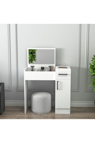 Arnetti İnci Aynalı Makyaj Masası Beyaz