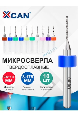 Xcan Basılı Devre Kartları İçin Mini Matkap Uçları Seti 0,6-1,5 Mm, 10 Adet. 286354178