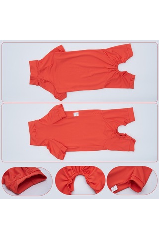 Geekyou Kedi Ameliyat Sonrası Kıyafeti - Dört Ayaklı, Yırtılmaz Dokuma, Yaraları Yalama Engeli - Turuncu, Beden L