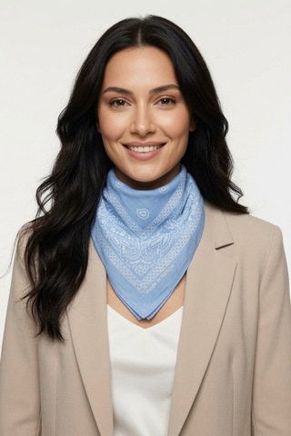 Mollycrush Unisex Mavi Şal Desenli Fular Günlük Saç Aksesuarı, Boyunluk Ve Outdoor Bandana Mavi
