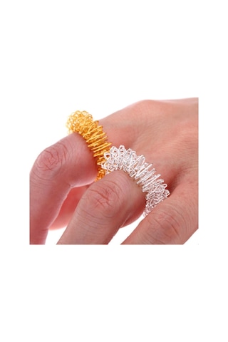 Altın Ve Gümüş Renk 2 Adet Batmayan İğneli Reiki Sujok Yüzüğü Masaj Esnek Yaylı Akupunktur Yüzük Altın - Gümüş