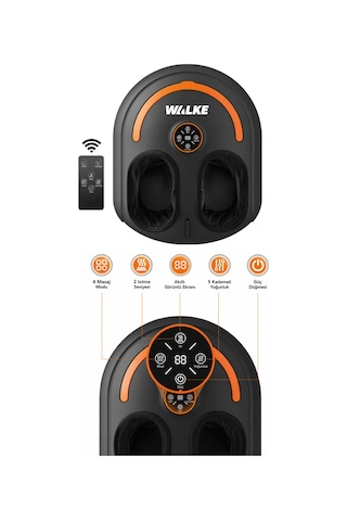 Walke Premium Uzaktan Kumandalı Çıkarılabilir Kılıf Isıtmalı Ayak Masaj Aleti A-01 Siyah