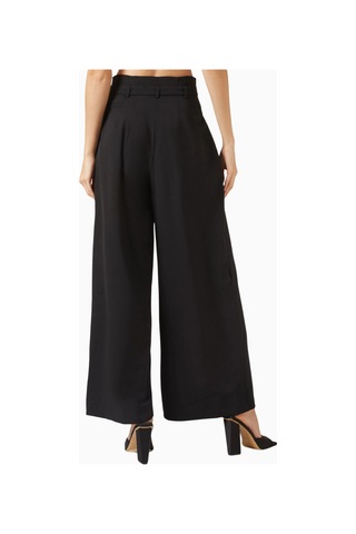 Marella Bondeno Wide - Leg Pantolon, Kemerli, Pileli Ve Modern Rahat Siluet Siyah