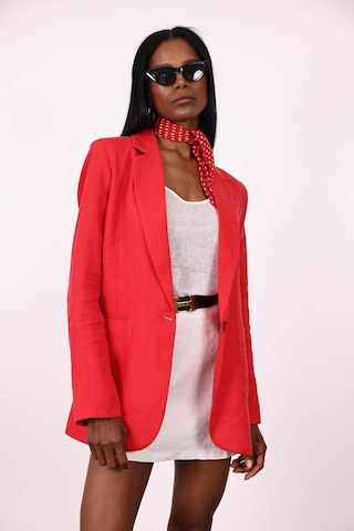 Kırmızı %100 Ham Keten Ceket Kırmızı