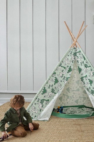 Çocuk Oyun Çadırı Ahşap Direkli Geniş Oyun Evi 150x150x200 Cm Yeşil