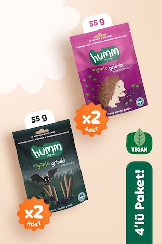 Humm Organic Organik Tuzlu Grissini Atıştırmalık 4 x 55 G