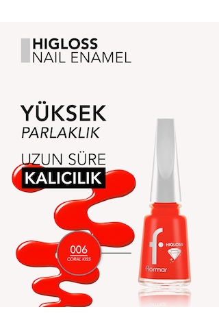 Higloss Uzun Süre Parlaklık Sunan Yüksek Performanslı Işıltılı Bitişli Oje 8682536119689 006coralkıss