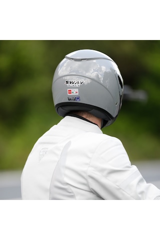 Sway SW 700 Ayna Camlı Yarım Kask Gri
