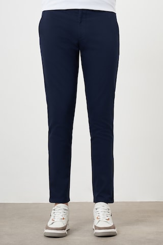 Morven Erkek Lacivert Yazlık Pileli Slim Fit Chino Pantolon Lacivert