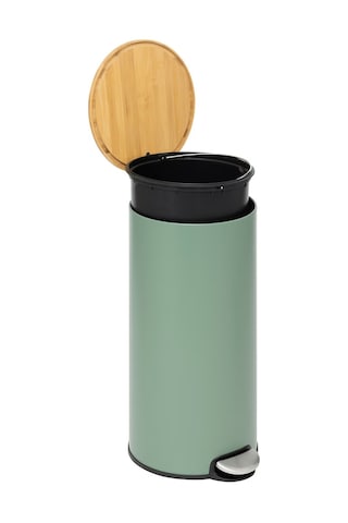 Modern-metal Pedallı/bambu Kapak 30 Lt.çöp Kutusu-yeşil Yeşil