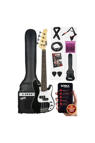 Midex Cbg-380bk 38 İnç 7/8 Ebat 10-14 Yaş Arası Genç Ve Çocuk İçin Amfili Bas Gitar Seti