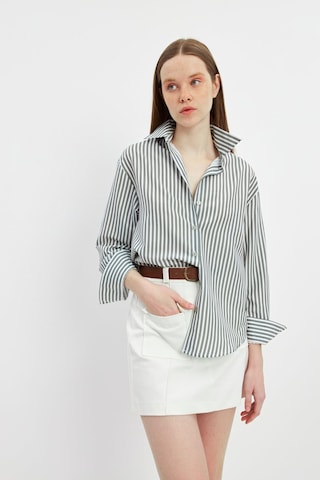 Stella Pulvis Yeşil Oversize Çizgili Gömlek Yeşil