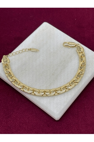 14 K Renginde Kalın Örgü Model Gold Bileklik Gold