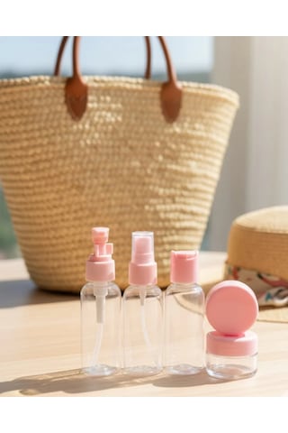 30 Ml 5 Li Seyahat Banyo Şişe Seti Çantalı Çok Renkli
