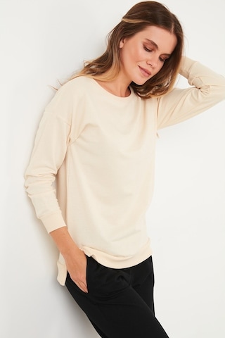 Lela Pamuklu Regular Fit Bisiklet Yaka Basic Bayan Sweat 5863569 Taş