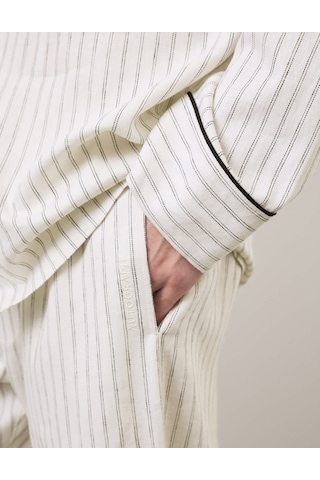 Marks & Spencer Autograph Keten Karışımlı Pijama Altı T07001339a Krem