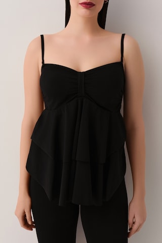 Suwen Volanlı Straplez Tankini Üst Sbn25720012 Siyah