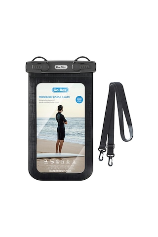 Go Des Gd-hd915 Universal Boyun Askılı Ipx8 Sertifikalı Su Geçirmez 7.2 İnç Kılıf Siyah