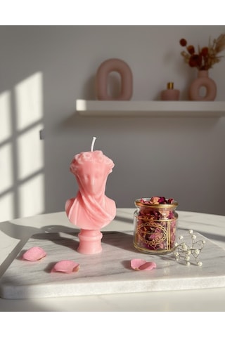Tülbentli Kadın Mum Pembe