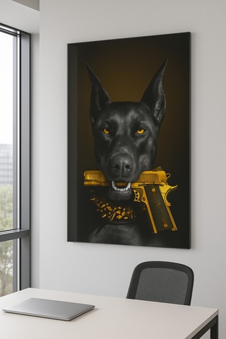 Mafia Köpek Doberman Cam Tablosu Ev Hediyesi Kırılmaz Lüks Modern Cam Tablo