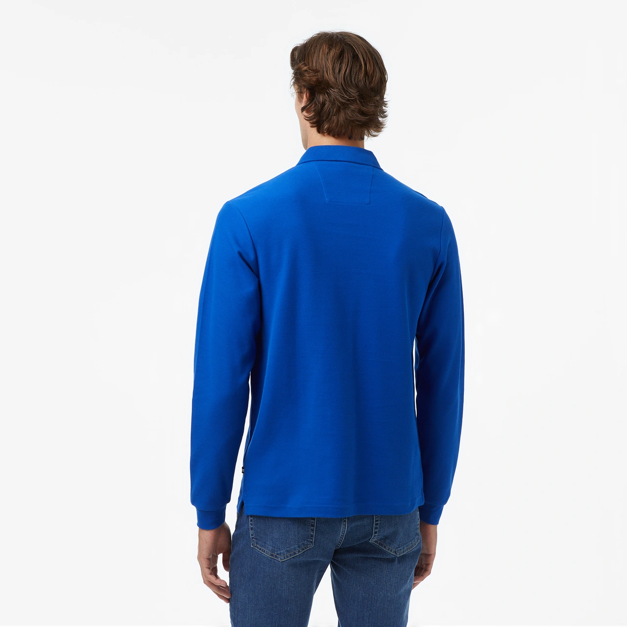Nautica Erkek Mavi Classic Fit Uzun Kollu Polo Yaka T-shirt Düz K57351t Mavi