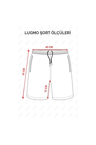 Lugmo Erkek Deniz Şortu Cepli Pamuklu Polyester Su Yitici Özellik Tahriş Etmeyen Astar Turkuaz Bs-224 Turkuaz