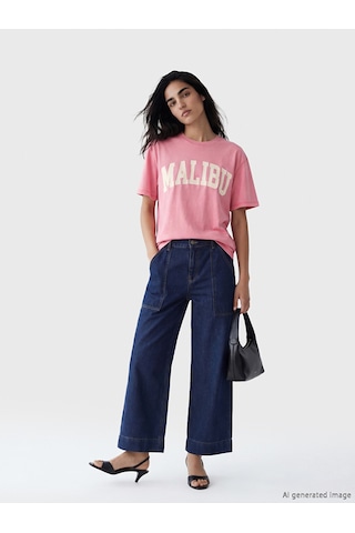 Lcw Vision Pembe Oversize %100 Pamuklu Kadın Tişört