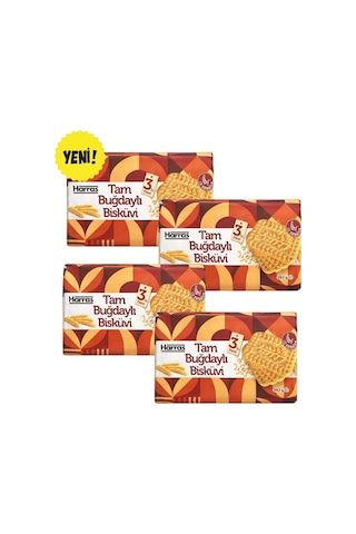 Tam Buğdaylı Bisküvi 393 G X 4 Adet - Yüksek Lifli Doyurucu Atıştırmalık Paket