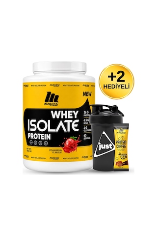 Mustang Nutrition Whey Isolate Protein Tozu 1800 Gr 60 Servis Çilek + Shaker + Protein Kahve Hediyeli Çilek Aromalı