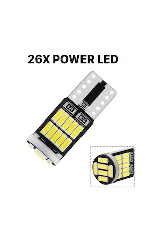 Sisa T10 Led 26 Ledli W5W Metal Ultra Power Park Plaka Tavan Ampulü 10 Adet