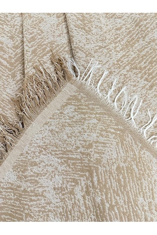 Özlü Home Pamuklu Koltuk Çekyat Örtüsü 170x220 Alaca Bej Kaydırmaz Koltuk Şalı Bej