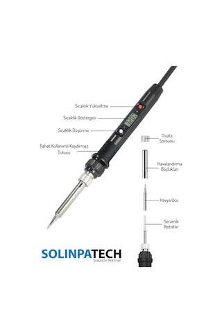80W LCD Isı Ayarlı Profesyonel Kalem Havya ve 5 Kaliteli Yedek Uç Seti Hassas Lehimleme Çözümü