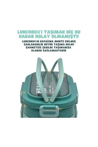Bento 1650ml Lunchbox 2 Katlı 3 Bölmeli Paslanmaz Çelik Sefer Tası Yemek Kutusu Yeşil Bakır