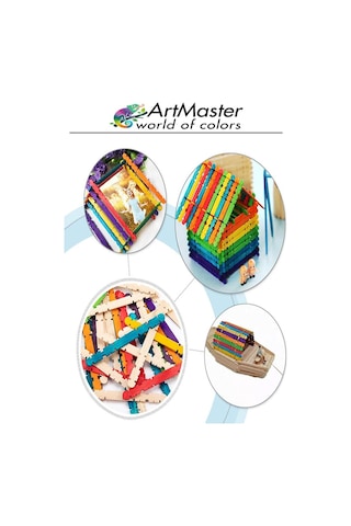 Renkli Dil Çubuğu Geçmeli Dar 50 Li 1 Paket Ahşap Çubuk Çentikli Eklemeli Renkli Tırtıklı Dondurma Çubuğu