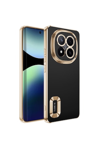 Goocamp Redmi Note 14 Pro Plus Kılıf Kamera Korumalı Logo Gösteren Omega Kapak - Gol Altın