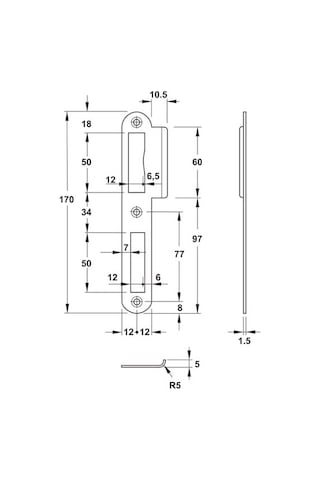 Hafele Düz Kısa Sağ Yön Kilit Karşılığı. Mat P.çelik Renkli