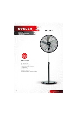 Süsler SV-2017 Sanayi Tipi Ayaklı Vantilatör