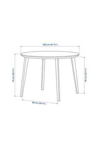 Yuvarlak Mutfak Masası, Dişbudak Kaplama, 4 Kişilik, 105 Cm Natural