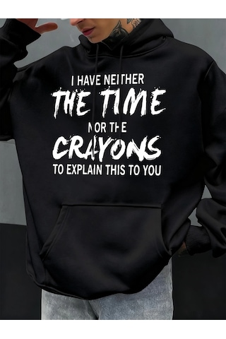 Startmore Tarzsokak Komik Desenli Sonbahar Erkek Kapüşonlu Cepli Sweatshirt Günlük Polar Yumuşak Kazak Hip Hop Kı Siyah