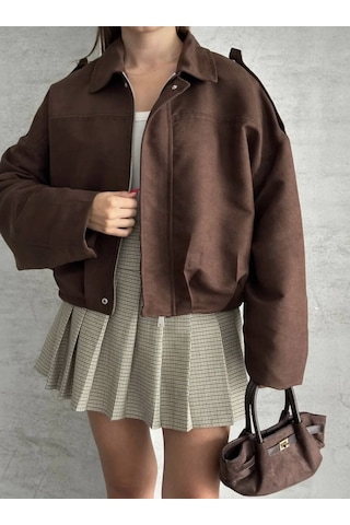 Prifaldi Zr Oversize Süet Bomber Ceket Kahverengı