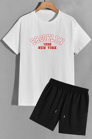 Brooklyn Şort T-shirt Eşofman Takımı Beyaz